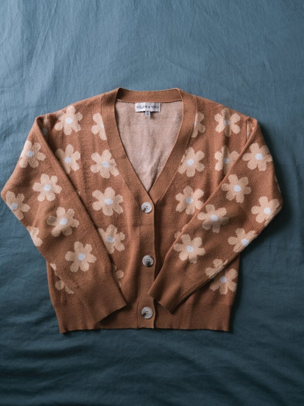 Floral Pattern Sweater Cardigan